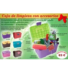 Caja de limpieza para caballo con accesorios