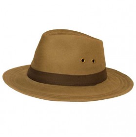 Sombrero de lona beige con cinta 